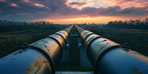 The high tension conduit for natural gas or petroleum.