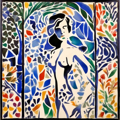 Woman Mosaic, Wall Art Home Design, Stylish Mosaic Art Wall Print