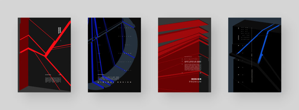 Abstract placard, poster, flyer, banner, blank, document. Colorful illustration on vertical A4 format. Broken form. Cracked figure. 3d shapes composition.