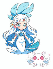 Mermaid and her friend coloring page 