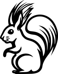 Squirrel | Black and White Vector illustration