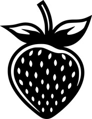 Strawberry - Black and White Isolated Icon - Vector illustration
