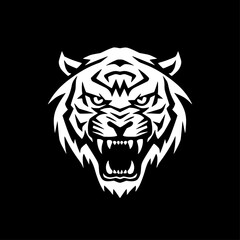 Tiger - Black and White Isolated Icon - Vector illustration