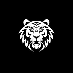 Tiger - Black and White Isolated Icon - Vector illustration