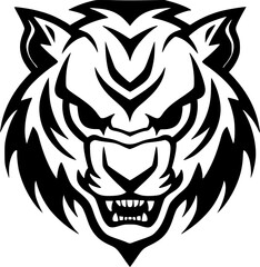 Tiger - Black and White Isolated Icon - Vector illustration