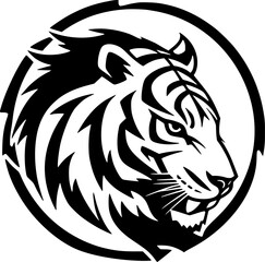 Obraz premium Tiger - Black and White Isolated Icon - Vector illustration