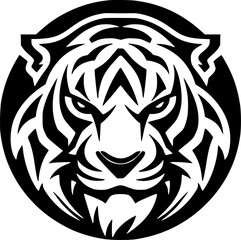 Fototapeta premium Tiger - Black and White Isolated Icon - Vector illustration
