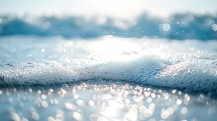 beach background, fine art photography, tiltshift, minimalism, light and space, short exposure, documentary photography, emo, sunbeams, bokeh, sky blue color, snow white color,  - obrazy, fototapety, plakaty