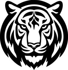 Tiger - Black and White Isolated Icon - Vector illustration