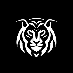Tiger - Black and White Isolated Icon - Vector illustration