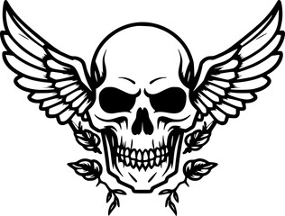 Fototapeta premium Skull | Black and White Vector illustration