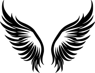 Angel Wings | Black and White Vector illustration