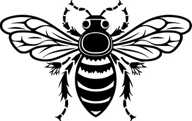 Bee | Black and White Vector illustration