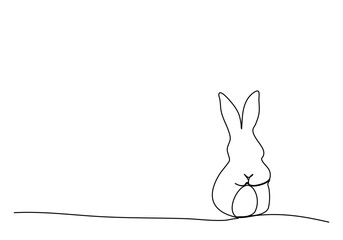 Rabbit with egg. One line drawing vector illustration for Easter.