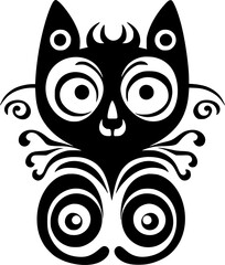 Cat - Black and White Isolated Icon - Vector illustration