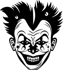 Fototapeta premium Clown - Black and White Isolated Icon - Vector illustration