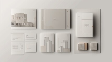 Design a set of real estate presentation folder covers that are both simple and elegant. Each cover should feature a minimalist design that emphasizes space, sophistication, and professionalism. 