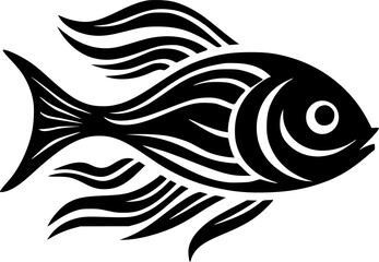 Obraz premium Fish | Black and White Vector illustration