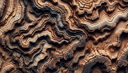 Abstract tree bark background image Vintage brown wood texture black bark background Deforestation and forest conservation. General AI 
