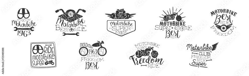 Canvas Prints Motorbike Label and Badges for Bikers Ride Club Vector Set