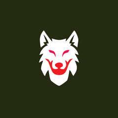 white wolf logo design with red eyes