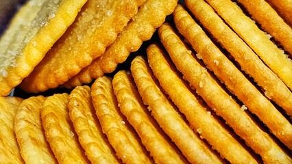 a close up of a pile of crackers
