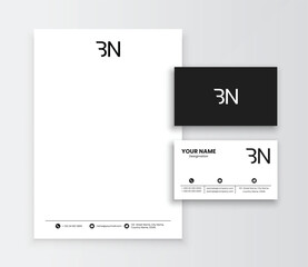 BN Letter Monogram, Business Card, letterhead templates design, Vector eps