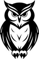 Owl - Black and White Isolated Icon - Vector illustration