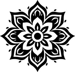 Mandala - Black and White Isolated Icon - Vector illustration