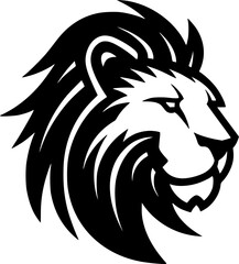 Lion - Black and White Isolated Icon - Vector illustration