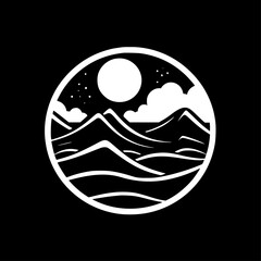 Ocean - Black and White Isolated Icon - Vector illustration