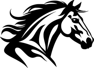Horse | Black and White Vector illustration