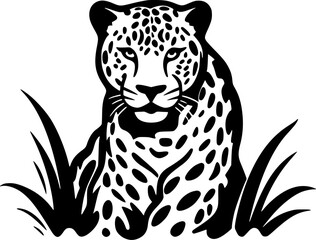 Leopard - Black and White Isolated Icon - Vector illustration