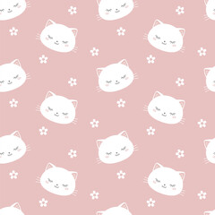 Obraz premium Seamless cute sleep cat. Happy seamless print with sleeping kitten