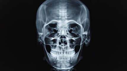 X-ray of the human head and brain. Neurological picture of human skull