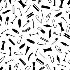 Obraz premium Black and white seamless pattern with the letter I in various styles, hand lettering.