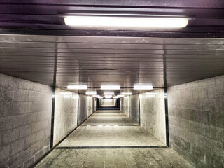 Obraz premium New empty Tunnel, abstract geometric background. Abstract beige squares with linear perspective