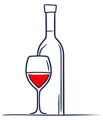 Wino kieliszek i butelka ilustracja