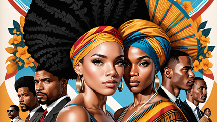 Fototapeta premium Black History Month digital illustration