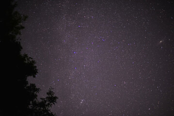 Fototapeta na wymiar The Andromeda Galaxy in the night sky. Dark place with shining stars in summer