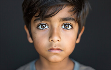 Close Up of Multiracial Childs Face With Blue Eyes - Powered by Adobe
