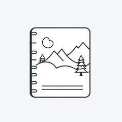 notes agenda lineart icon illustration. paper journaling apps