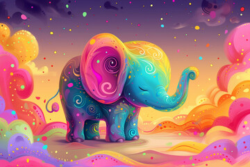 A lonely, colorful cartoon elephant adds vibrancy and cheer to design projects. Explore this whimsical, high-resolution illustration on Adobe Stock for creative inspiration.
