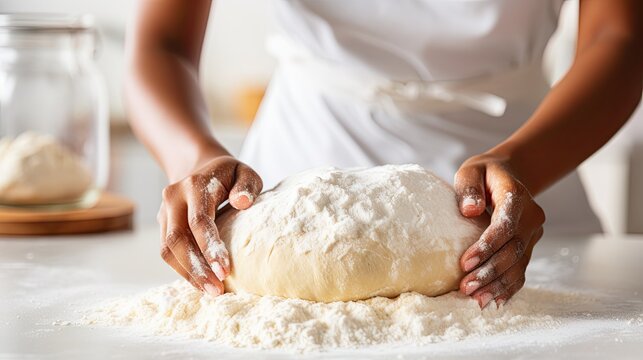 woman kneading dough. Generative AI