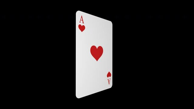 Rotating Ace of Heart Playing Poker Card Animation, on Alpha Channel, Loop
