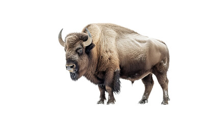 Majestic Bison Standing on White Surface