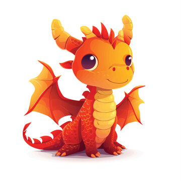 Baby fire dragon vector illustration