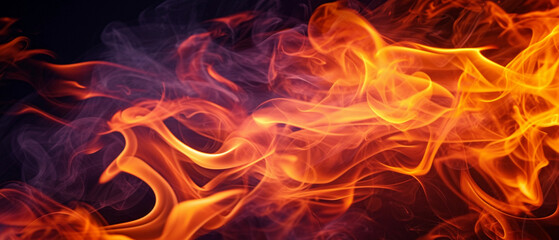 Fototapeta premium Close-Up of Fire Flames on Black Background