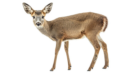 Small Deer Standing Next to White Background