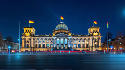 Fototapeta na wymiar Germany Berlin Illuminated facade